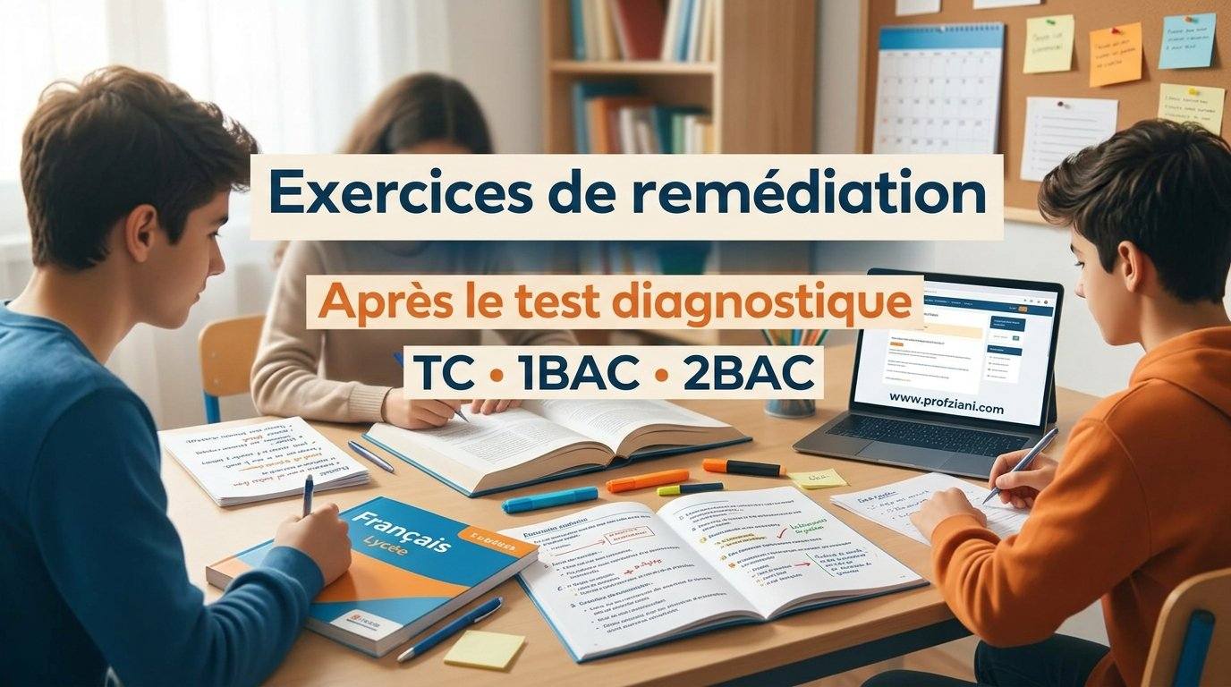 des exercices de remédiation après le test diagnostique TC 1BAC 2 BAC français lycée